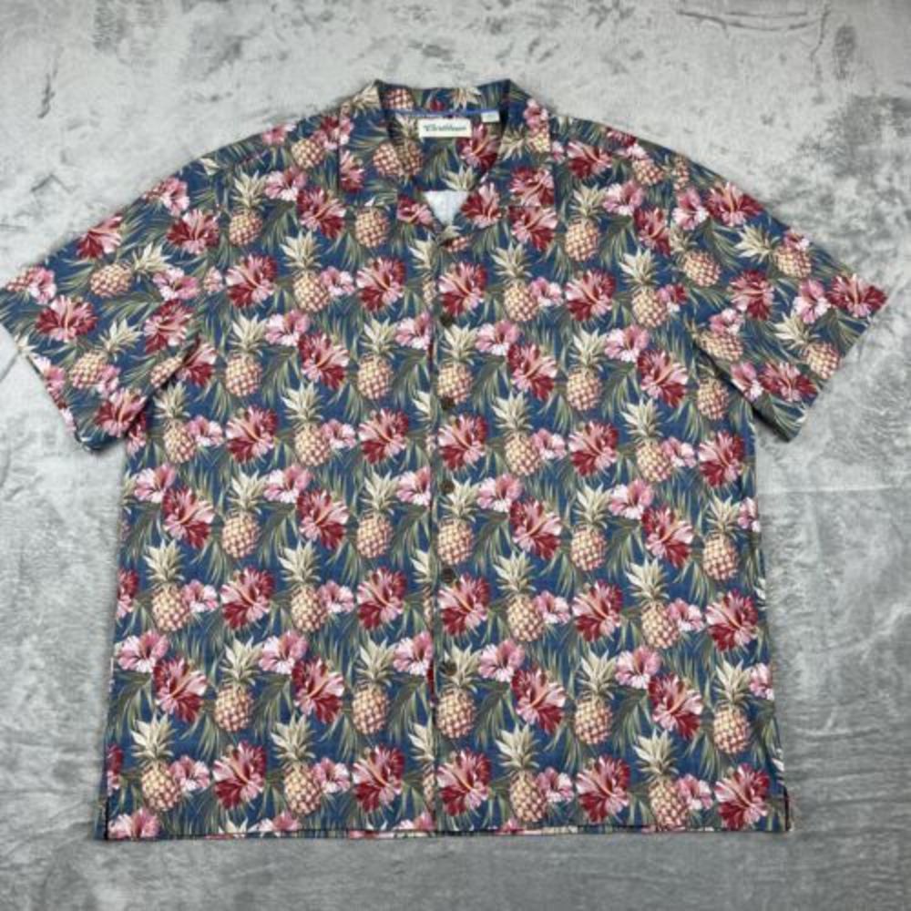 Carribean XL‎ Hawaiian Button Up Shirt. Pineapples Floral Cotton EUC